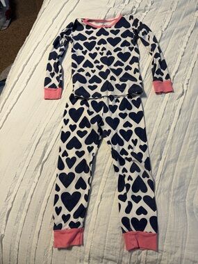 Carter's White Pajama Set with Navy Heart Print and Pink Trim